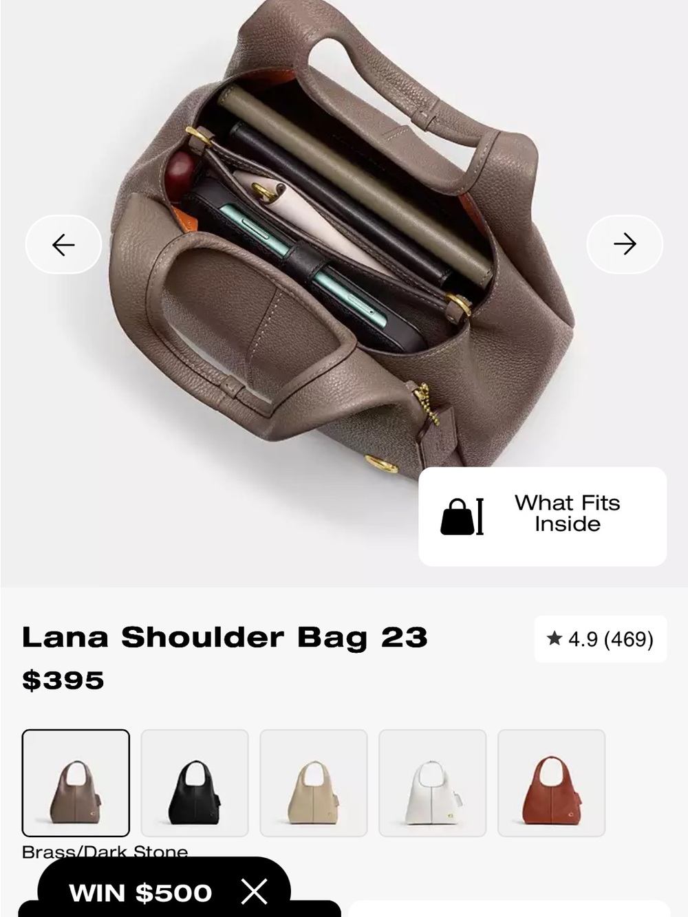 COACH Lana Shoulder Bag 23 in Brass/Dark Stone - Picture 6 of 9